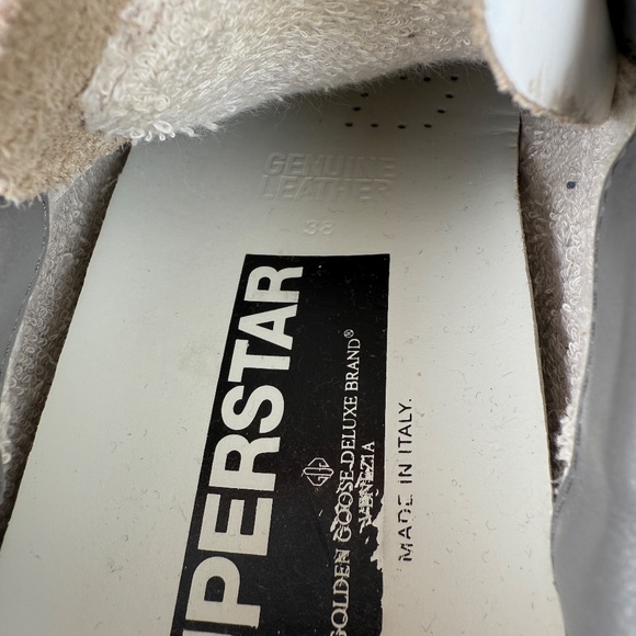 GOLDEN GOOSE Superstar White Silver Gray Sneakers 38, 8 - Picture 9 of 13